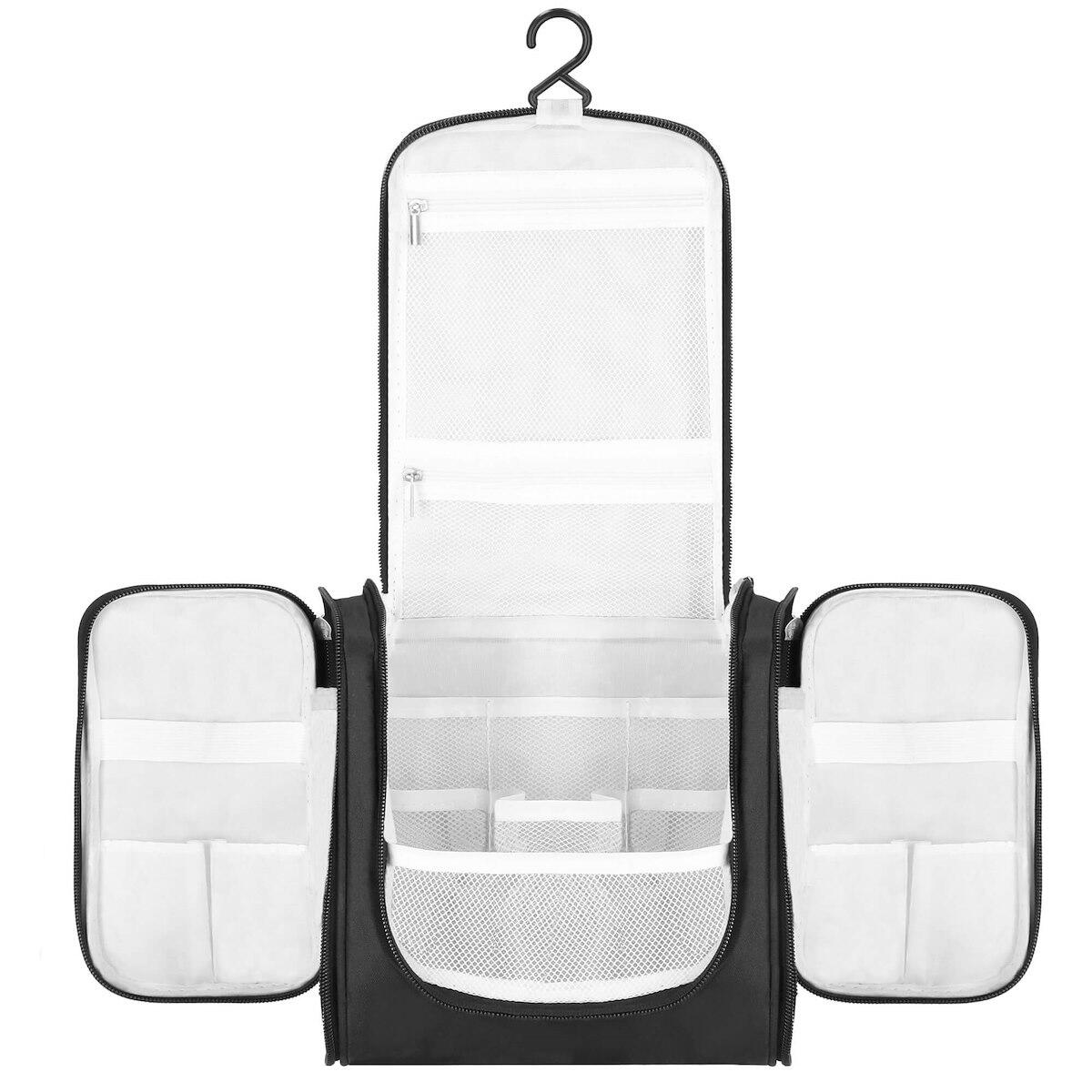 Kosmetyczka, organizer podróżny 24x21x10 cm kuferek z 13 przegródkami, czarny 3/6