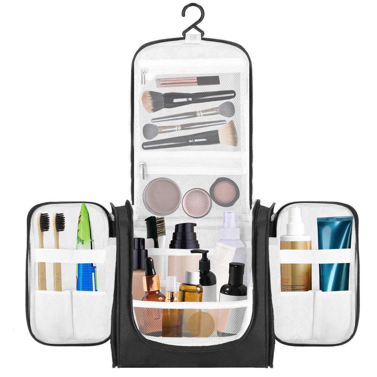 Kosmetyczka, organizer podróżny 24x21x10 cm kuferek z 13 przegródkami, czarny
