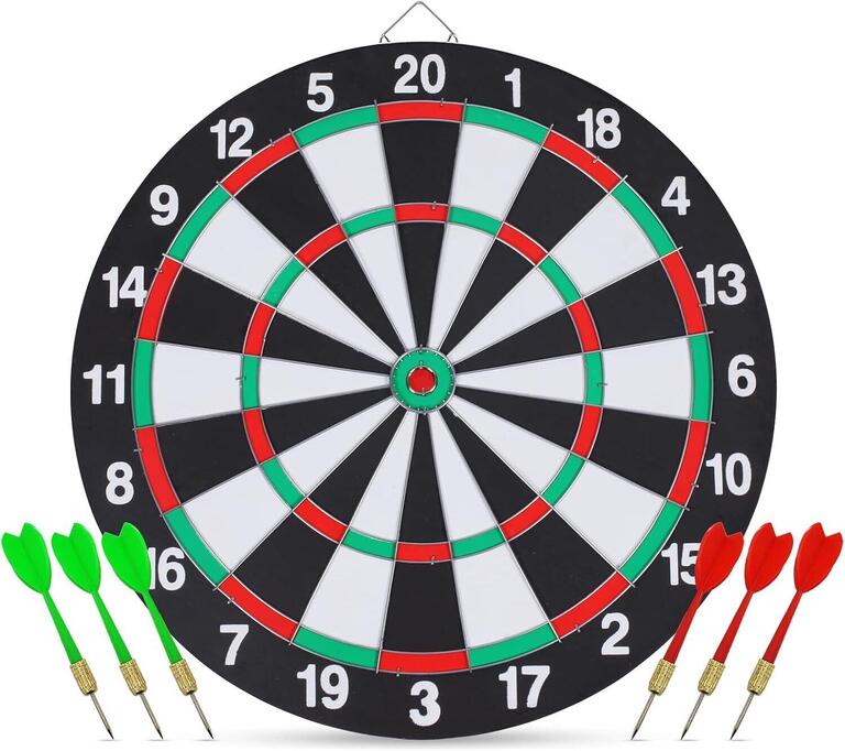 Dartboard set with steel darts for competition and party games