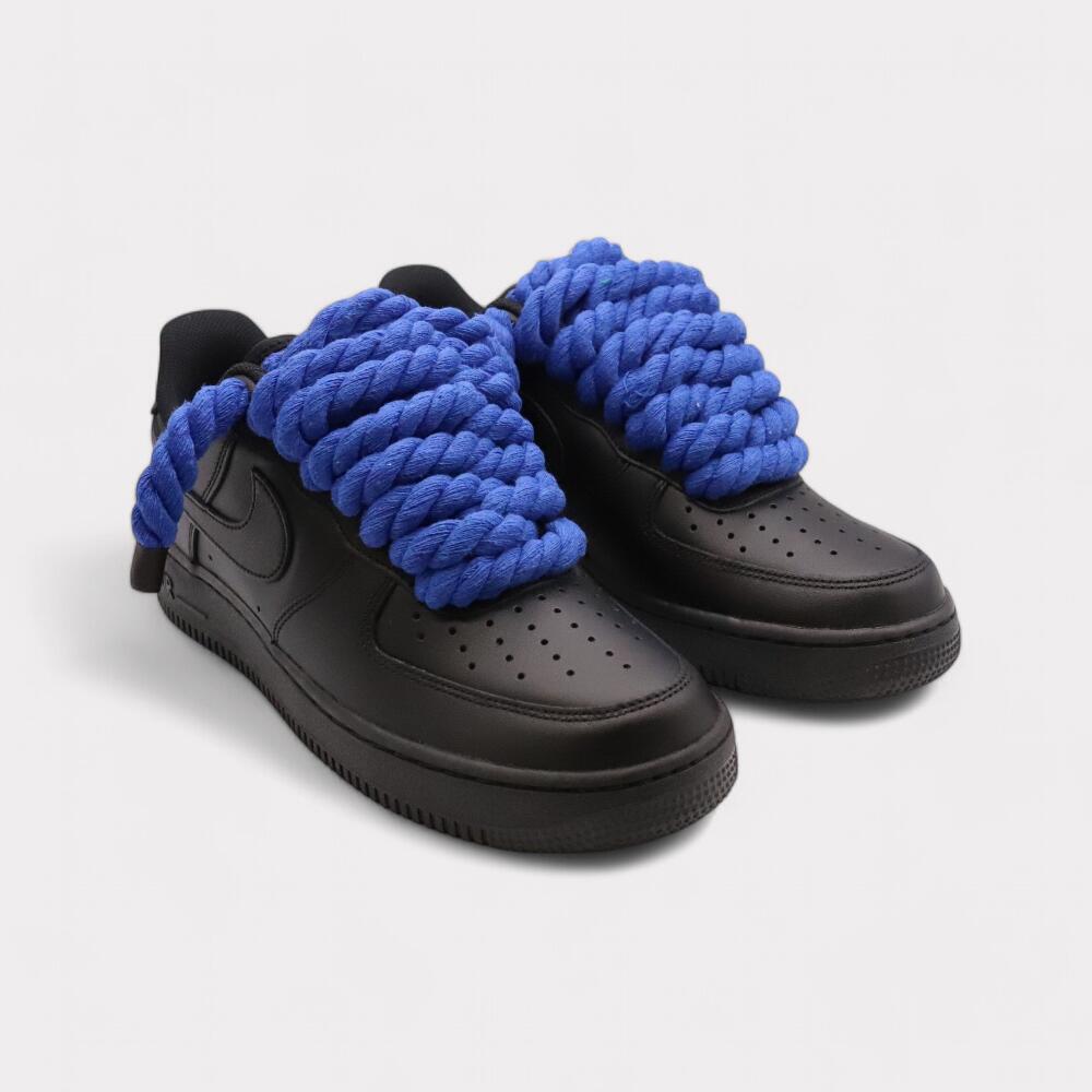 Nike Air Force 1 Black - Rope Lace Blue 2/4