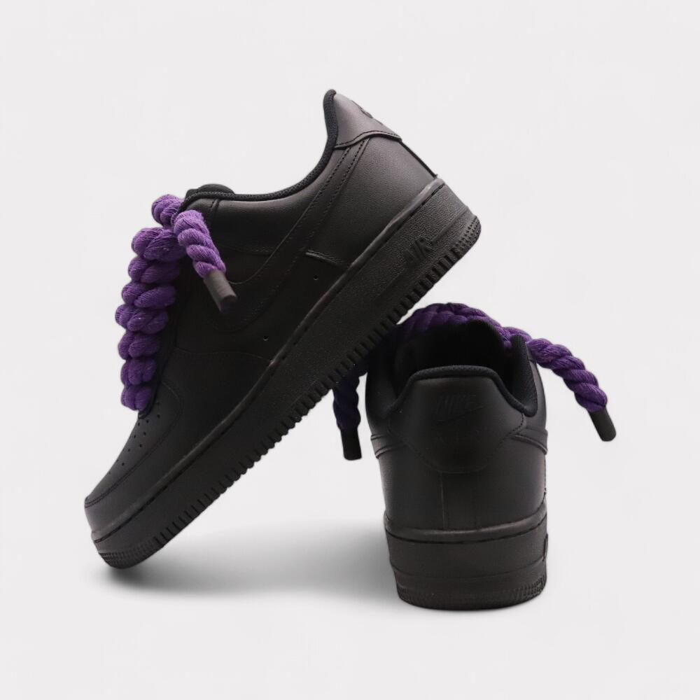 Nike Air Force 1 Black - Rope Lace Black 3/4