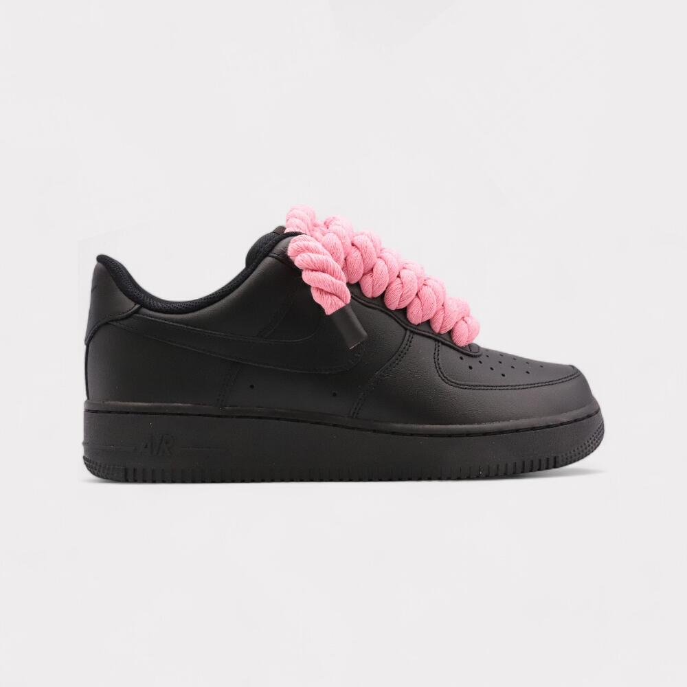 Nike Air Force 1 Black - Rope Lace Pink 1/4