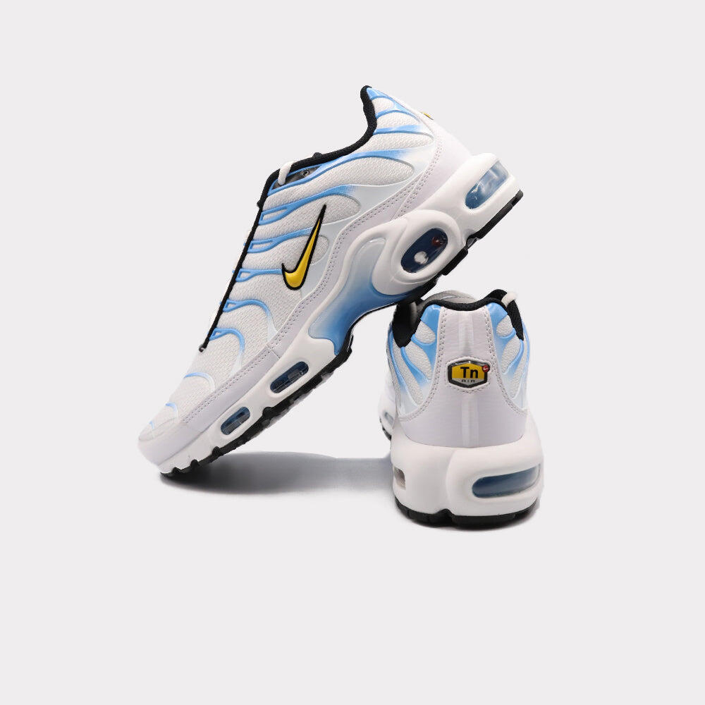 Nike Air Max Plus White University Blue Gold 3/4