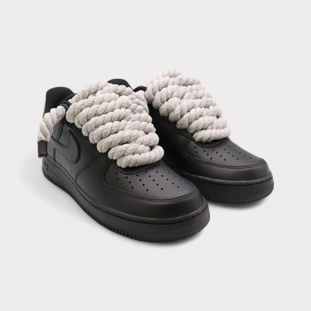 Nike Air Force 1 Black - Rope Lace Grey 2/4