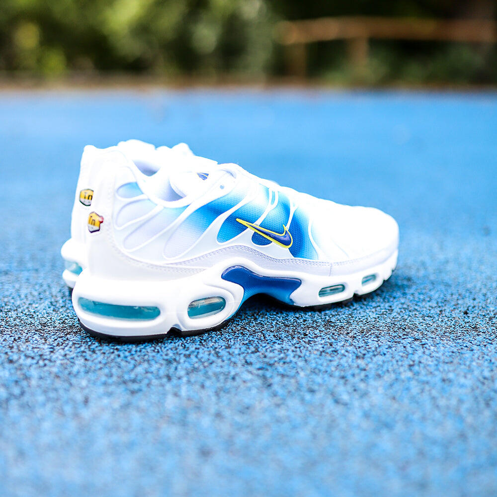 Nike Air Max Plus Spray Paint Swoosh White Blue 5/7