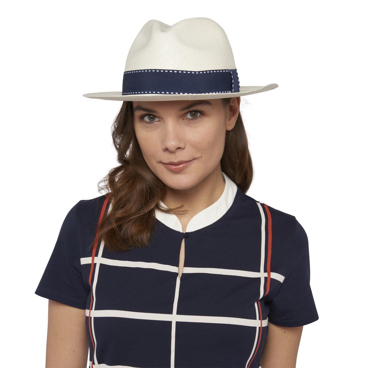 Roland Garros - Panama Véritable Unisexe Ruban Avec Coutures Apparentes - Ivoire Et Marine - Chapeau - Bleu - M/56 Cm - Decathlon