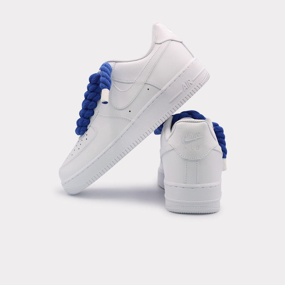 Nike Air Force 1 White - Rope Lace Blue 3/3