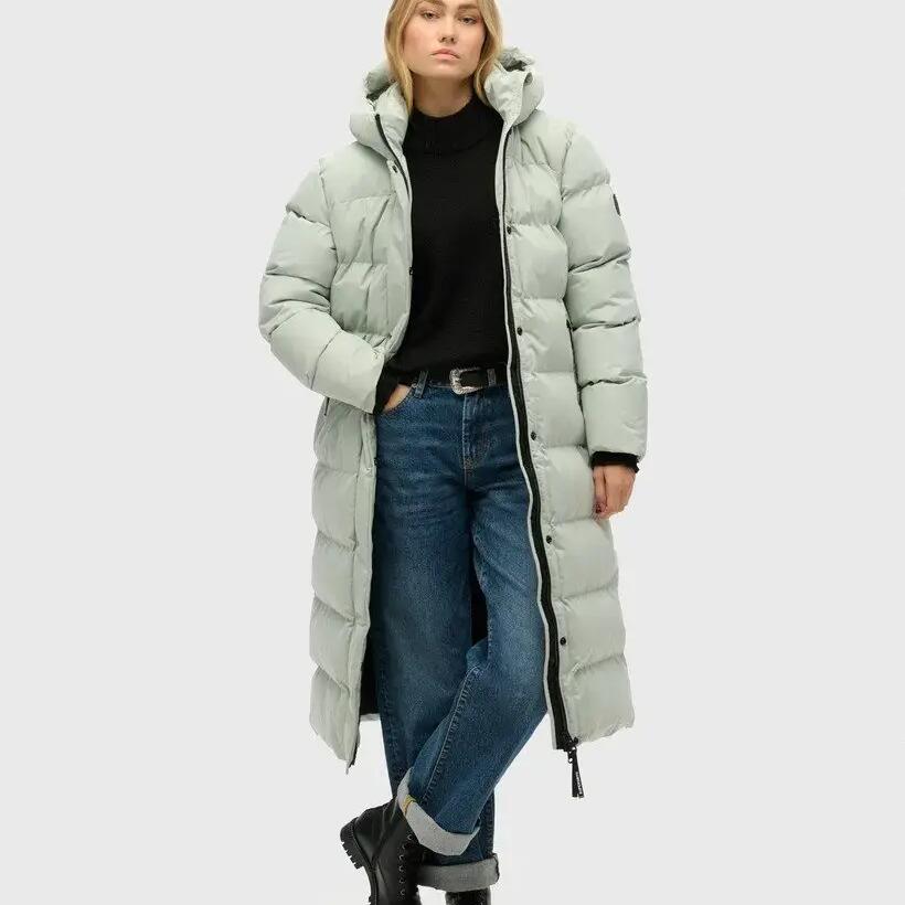 Long microfiber puffer coat for women Superdry