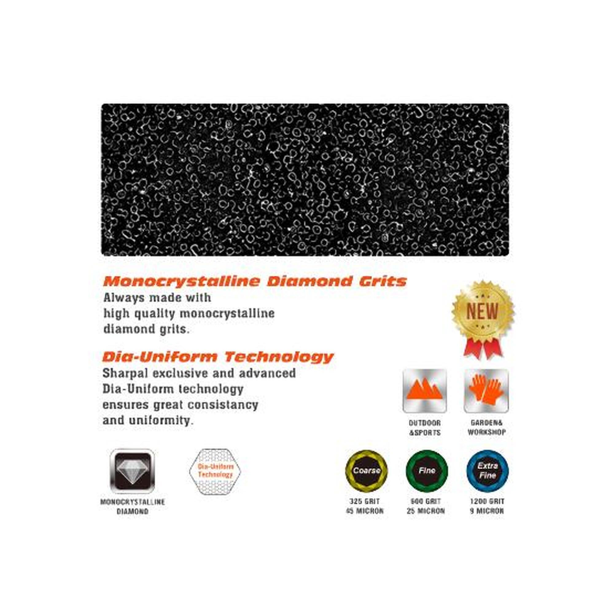 Set profesional de piatră de ascuțit diamantată, Sharpal, 3 granulații, 8.1x5.4