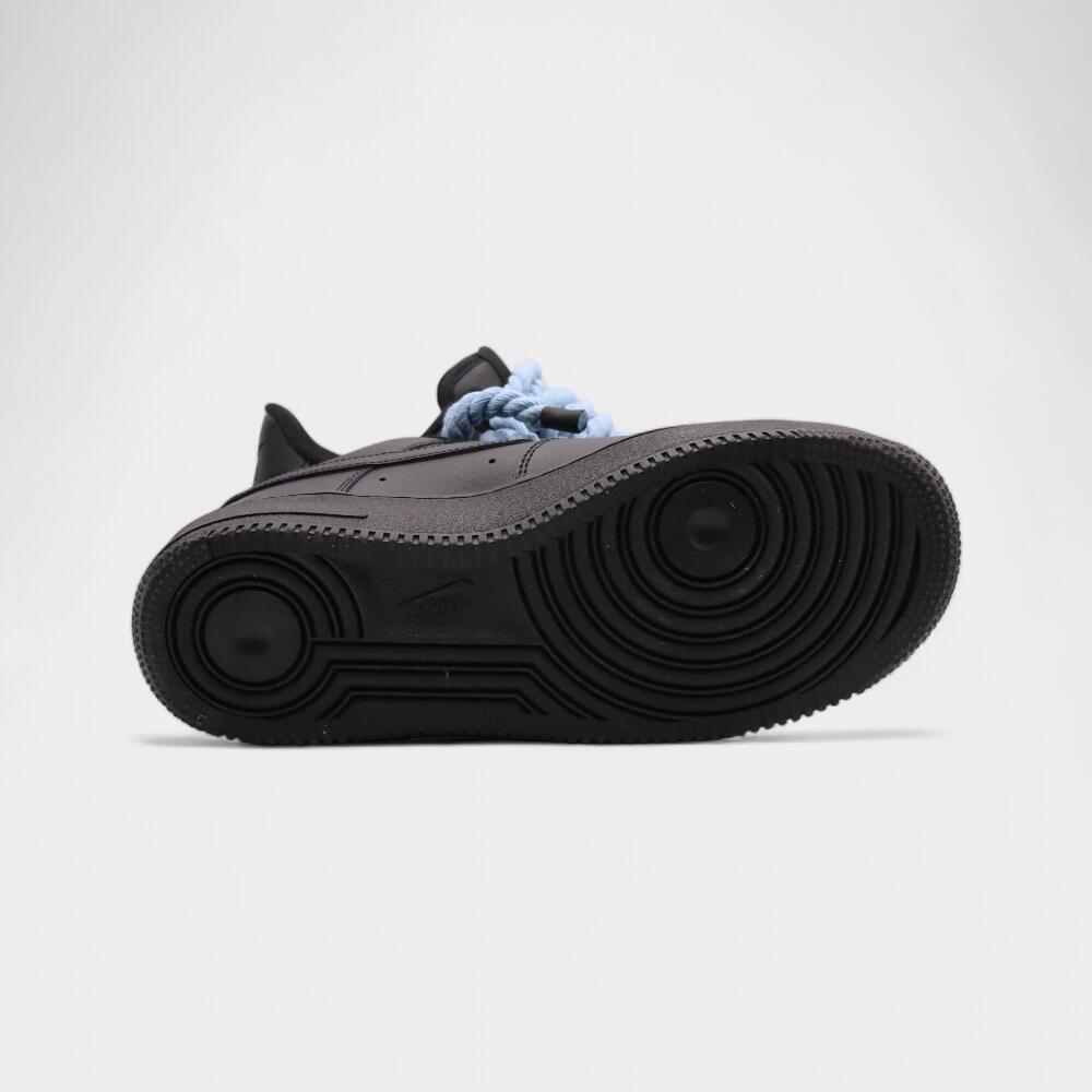 Nike Air Force 1 Black - Rope Lace Light Blue 4/4