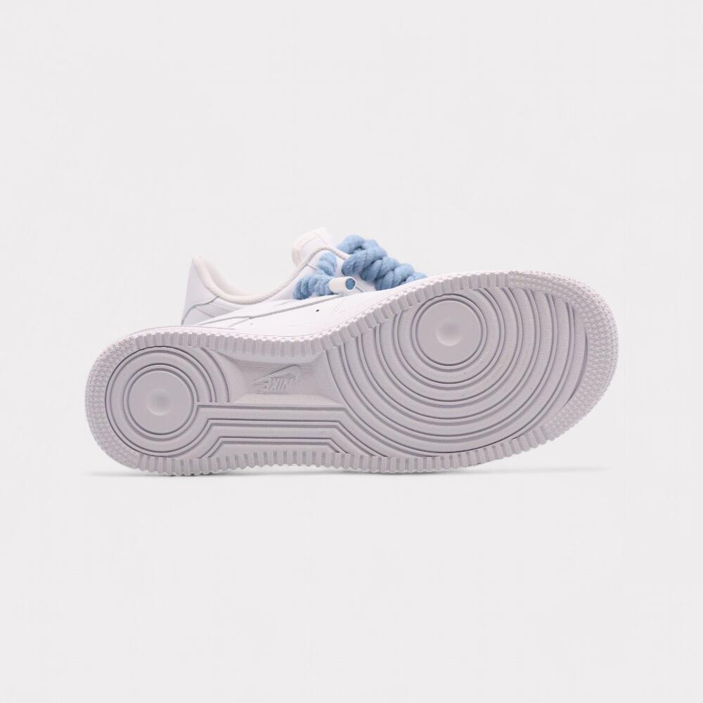 Nike Air Force 1 White - Rope Lace Light Blue 4/4