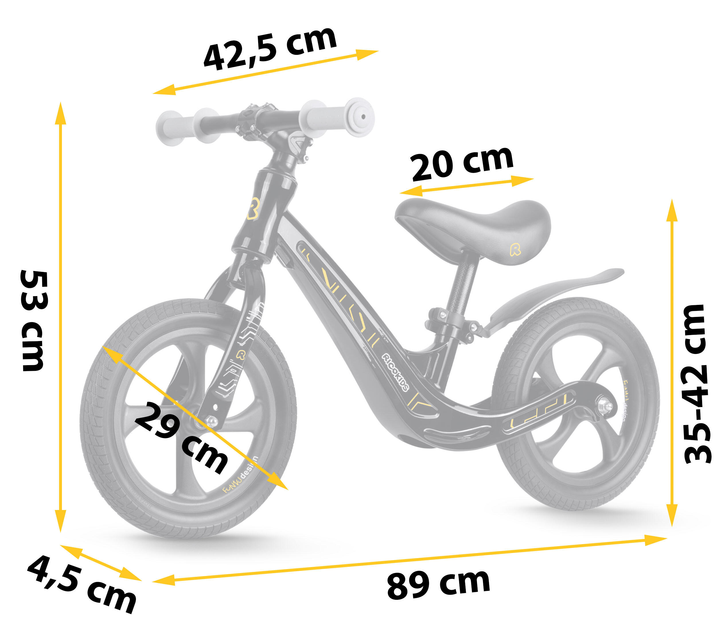 RICOKIDS Laufrad Lauflernrad Fahrrad Kinderrad höhenverstellbar EVA 12 Zoll 7/7