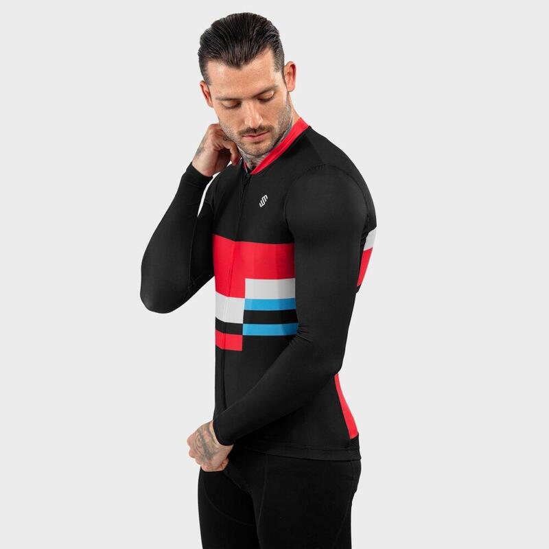 Pánský cyklistický dres s dlouhým rukávem M2 Riemst Černá