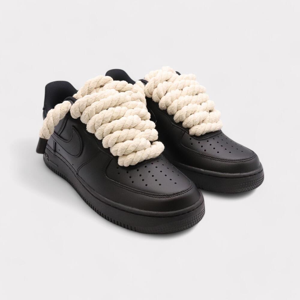 Nike Air Force 1 Black - Rope Lace Beige 2/4