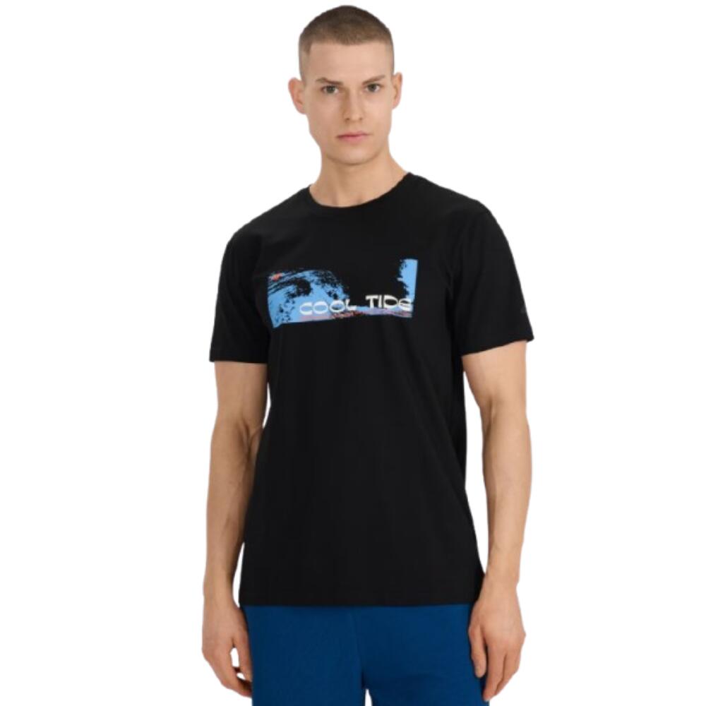 4F 4F T-SHIRT REGULAR PARA HOMENS COM T-SHIRT ESTAMPADA TTSHM2030 Preto