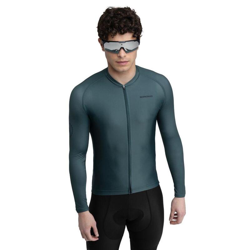 Pánský cyklistický dres s dlouhým rukávem M2 Gravel Vojenská Zelená
