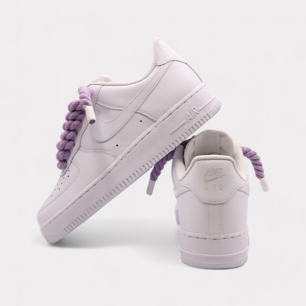 Nike Air Force 1 White - Rope Lace Light Violet 3/4