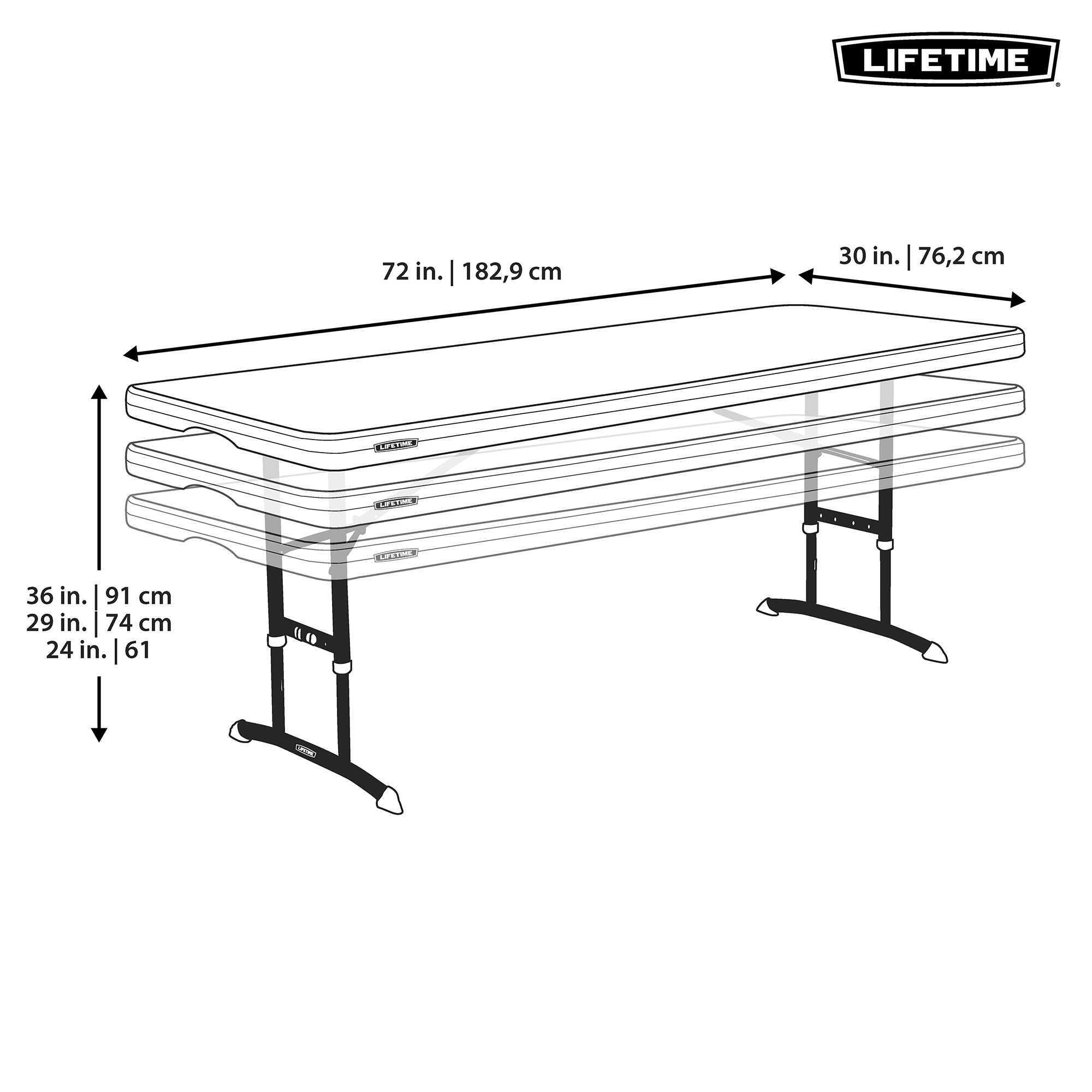 Table Hauteur Ajustable Pliante 183cm Usage Intensif LIFETIME #80834 7/7
