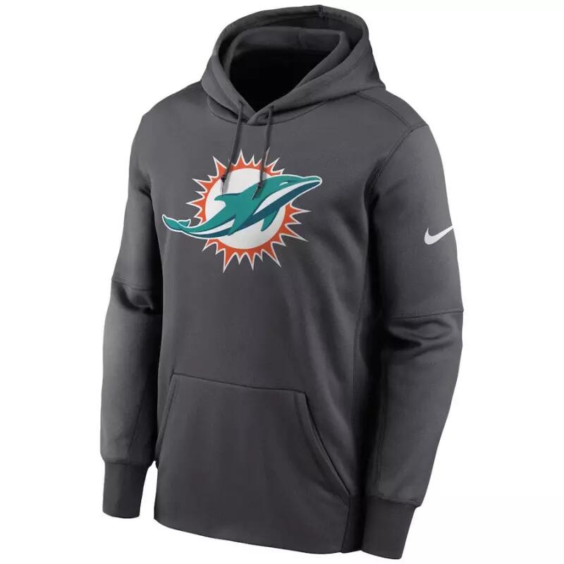 Sweat à capuche NFL Miami Dolphins Nike Prime Logo Therma Gris pour Homme 1/2