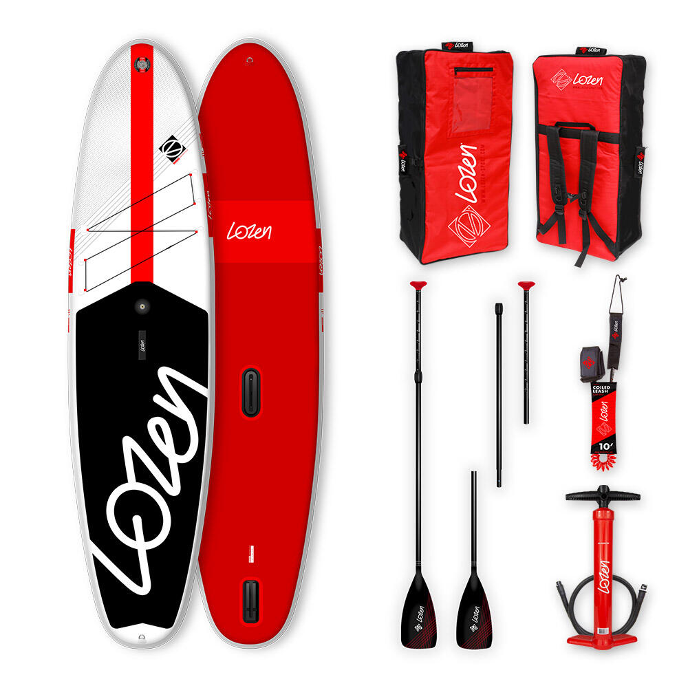 Lozen - Pack De Stand Up Paddle Gonflable Windsurf Lozen 11'x32x5 Redline - Planche De Stand Up Paddle - Rouge - Decathlon