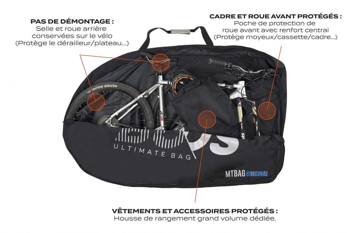 MTBAG ORIGINAL, housse transport VTT sans démonter la roue arrière ni le guidon 2/5