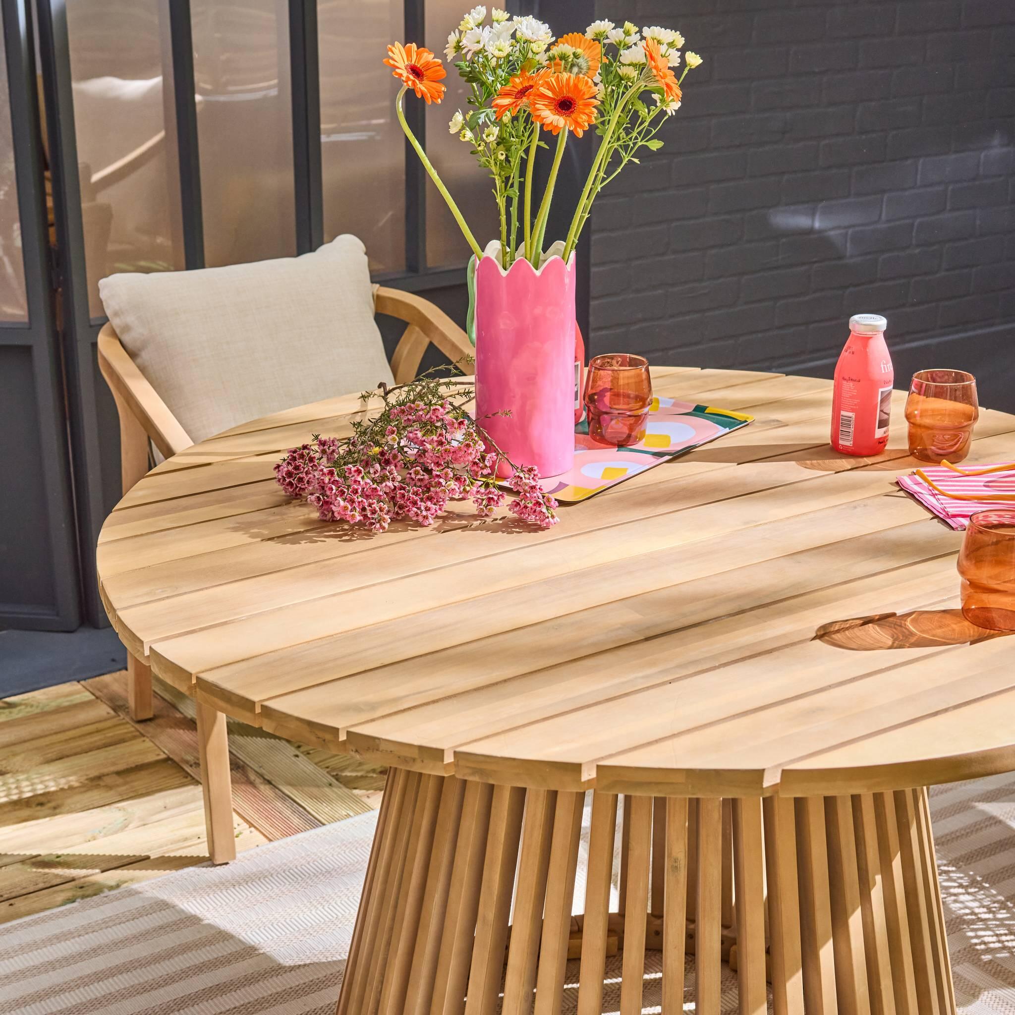 Mesa de comedor interior/exterior madera de acacia de 4 plazas, Madera 3/5