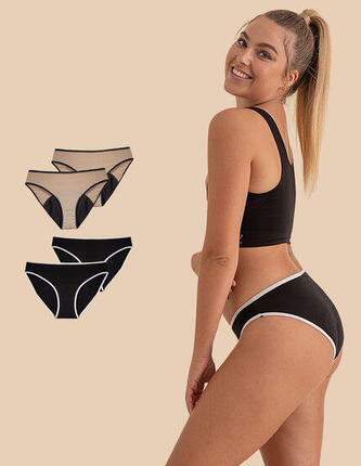 Pack de 4 culottes menstruelles pour adolescents, Academy
