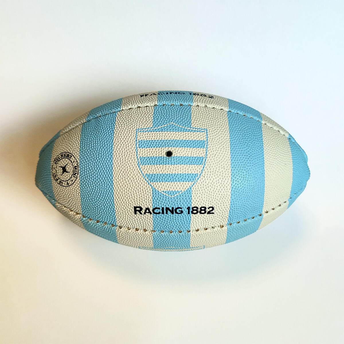 Ballon de rugby Gilbert Mini Racing Metro 1882 Rayé Bleu ciel et Blanc 2/2