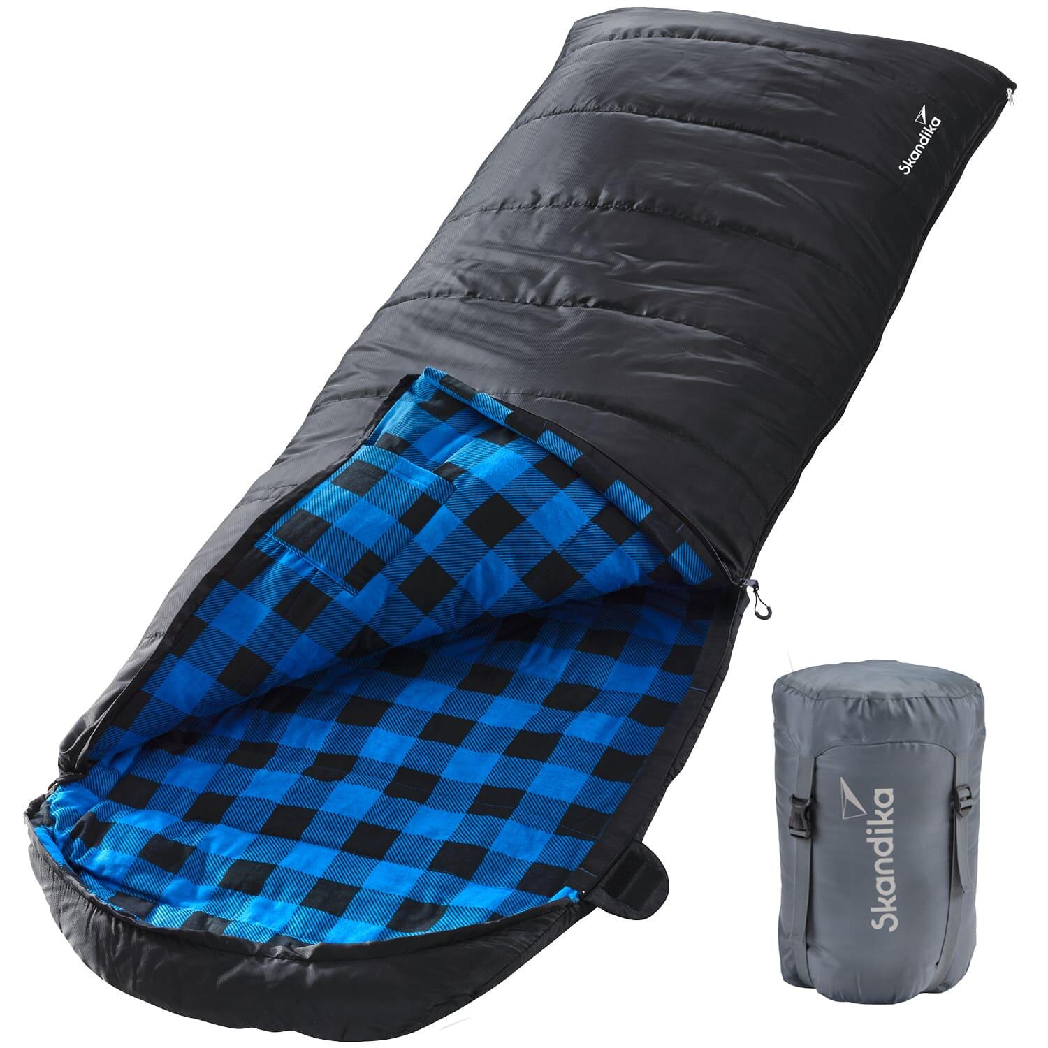SKANDIKA Slaapzak Dundee - kampeerslaapzak - 220x80 cm - katoen flanel - Rits rechts