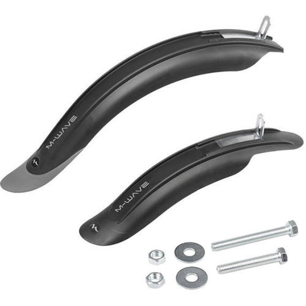 M-WAVE Mud Max Kids mudguard set for 12–18 inch wheels, black.