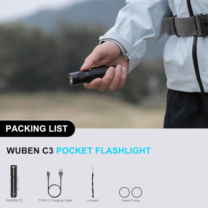 Lanterna reincarcabila WUBEN C3 1200 lumeni, 6 moduri iluminare