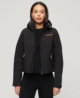 Superdry soft shell trekker jacket met capuchon, korte pasvorm – vintage blush