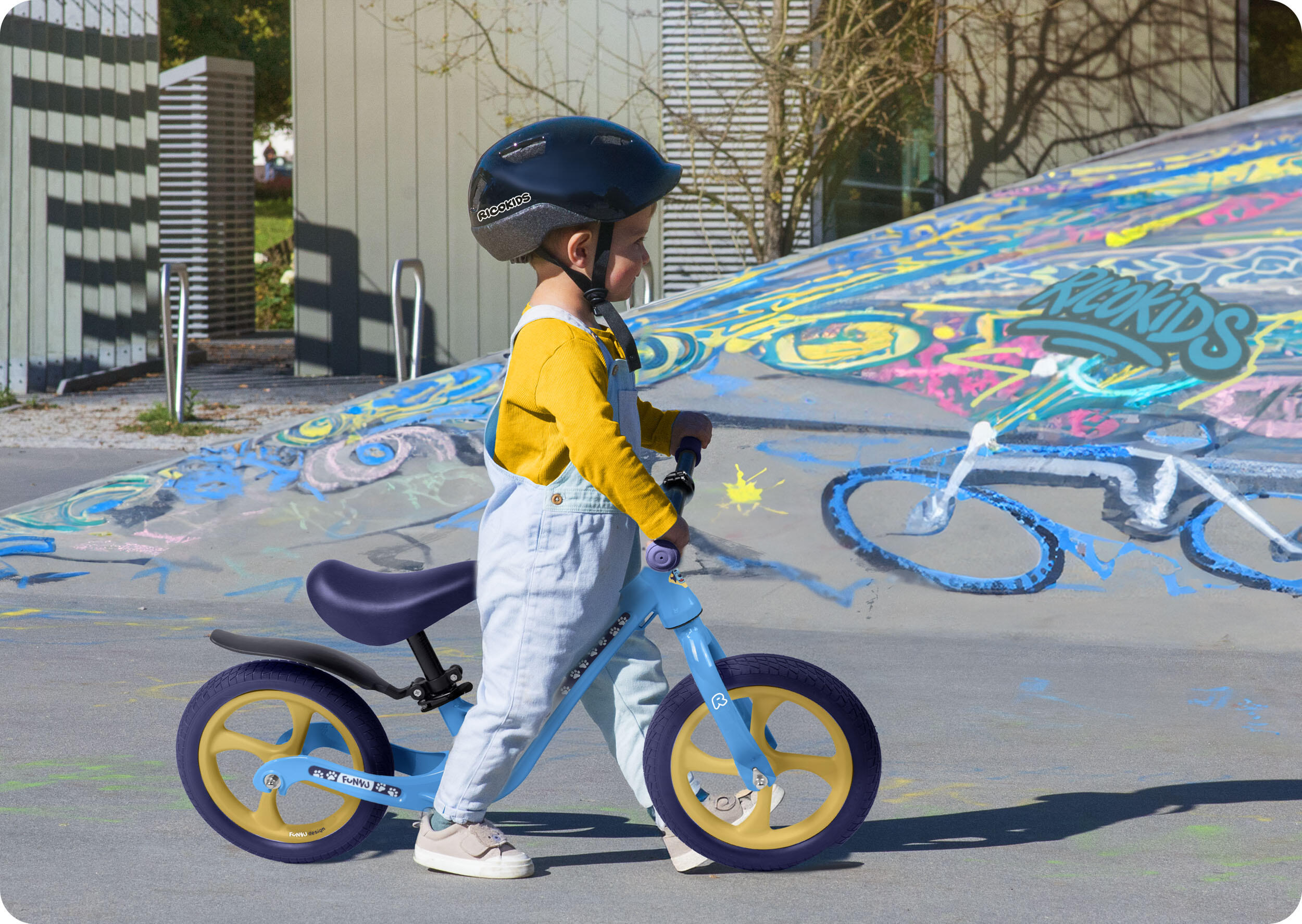 RICOKIDS Laufrad Lauflernrad Fahrrad Kinderrad höhenverstellbar EVA 12 Zoll 4/7