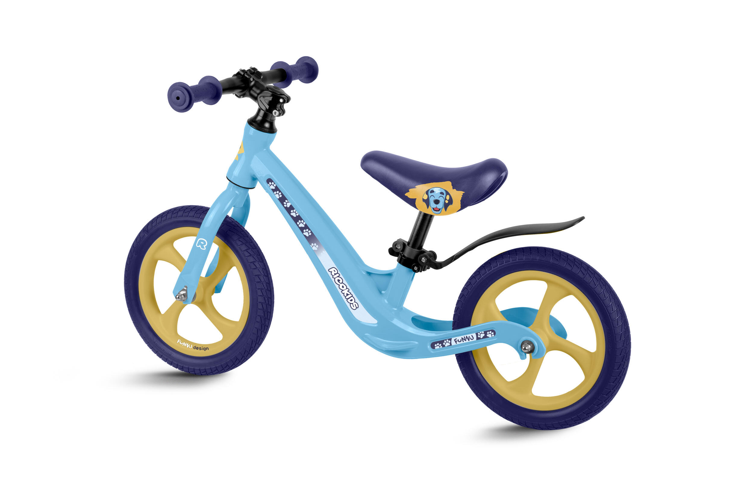 RICOKIDS Laufrad Lauflernrad Fahrrad Kinderrad höhenverstellbar EVA 12 Zoll 3/7
