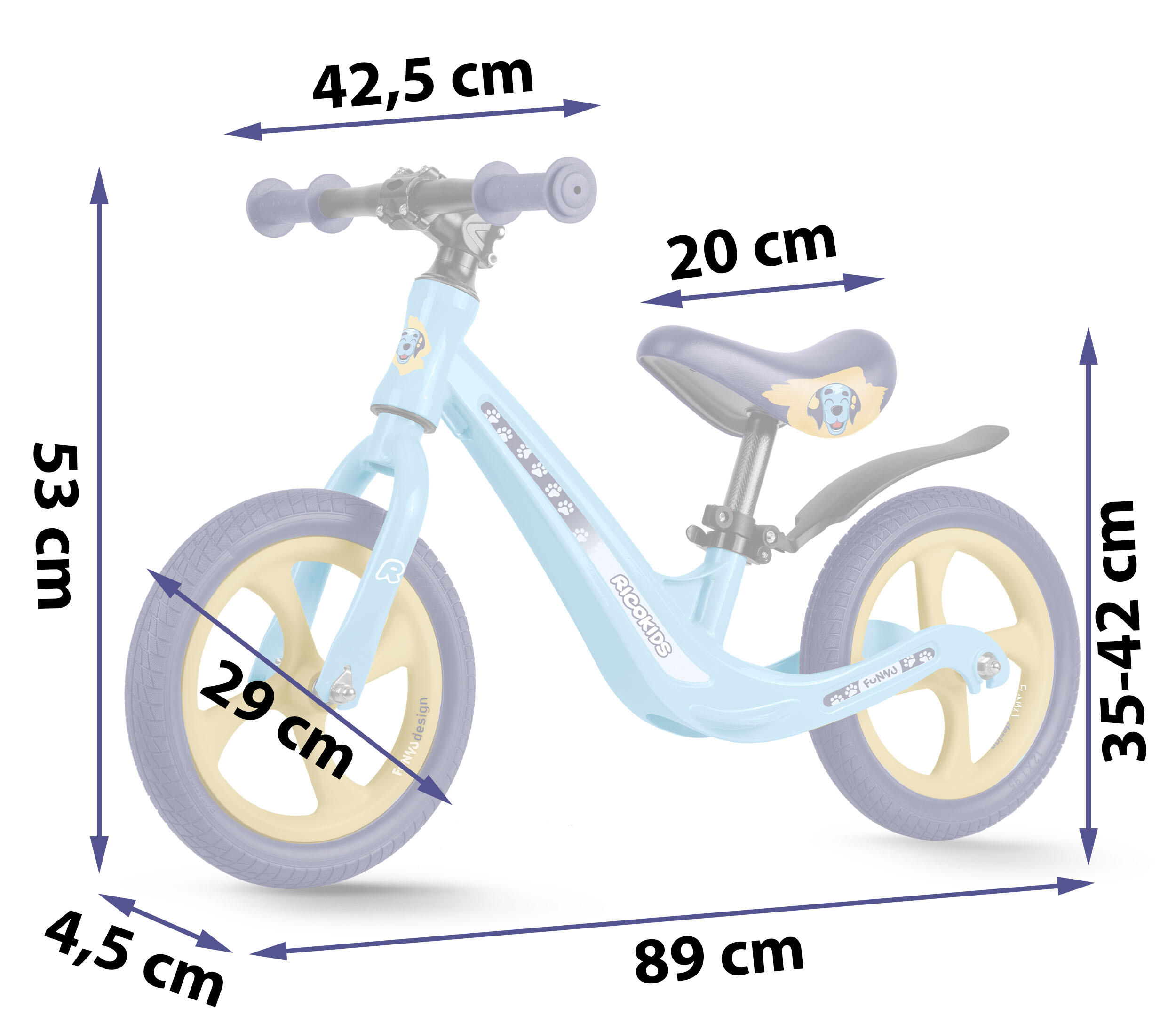 RICOKIDS Laufrad Lauflernrad Fahrrad Kinderrad höhenverstellbar EVA 12 Zoll 7/7
