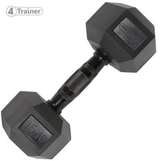 Haltère Hexagonale à l'unité - BL4CK 15KG - 4TRAINER