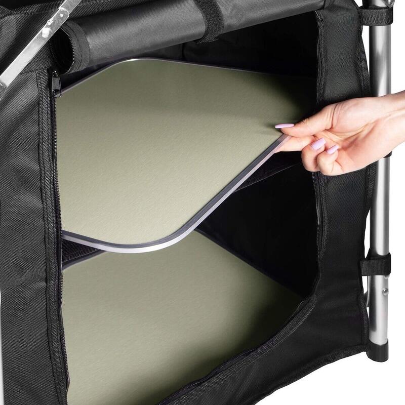 Kuchnia polowa z 3 blatami stolik turystyczny 175x45x110 cm składany w walizkę