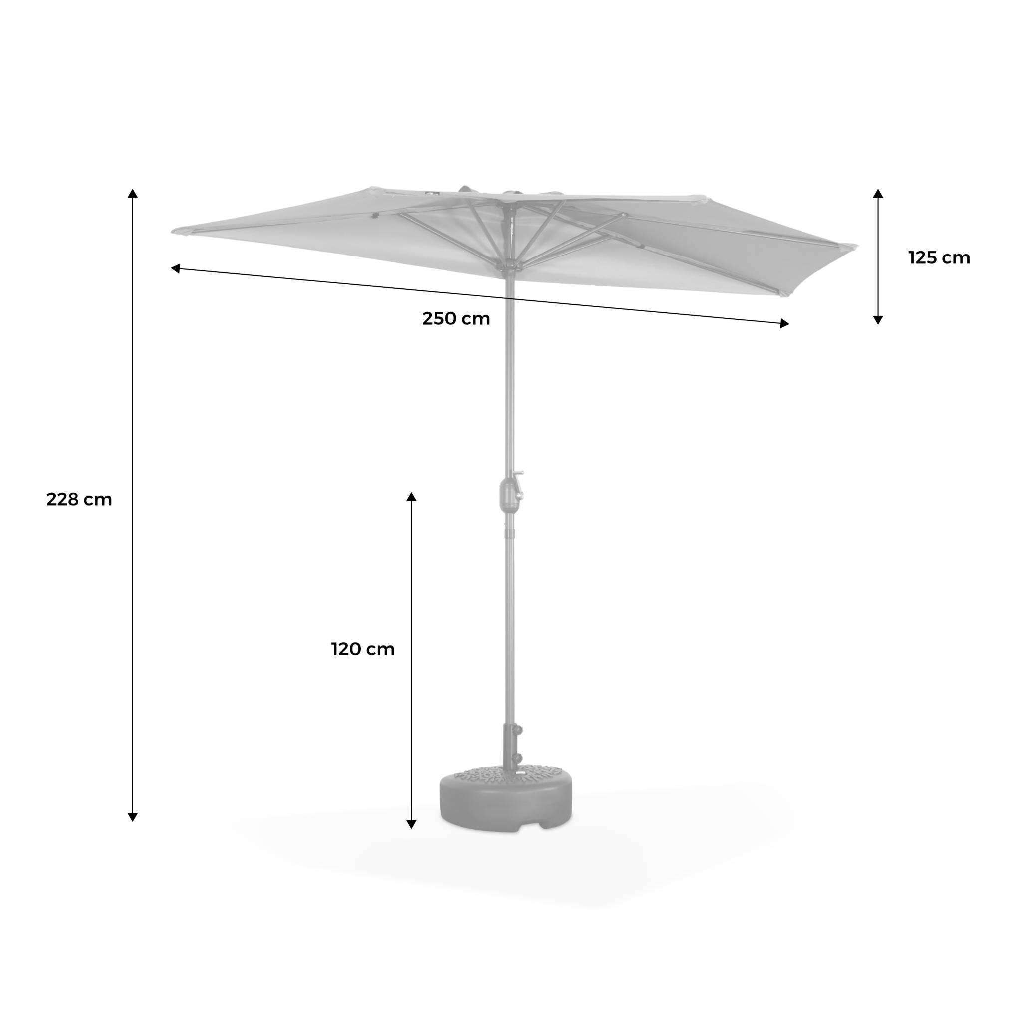 Medio parasol redondo, Ø2,5m, Pardo 6/6