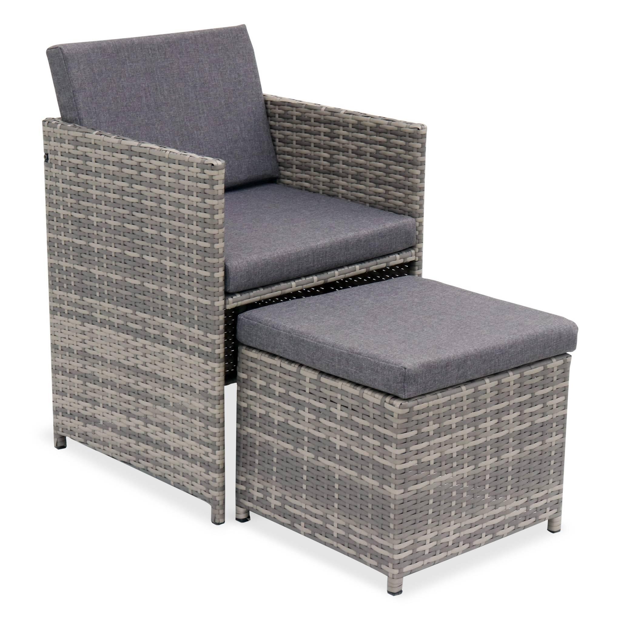 Mesa de jardín encastrable de resina trenzada 12 sillones + funda, Varios tonos 6/6