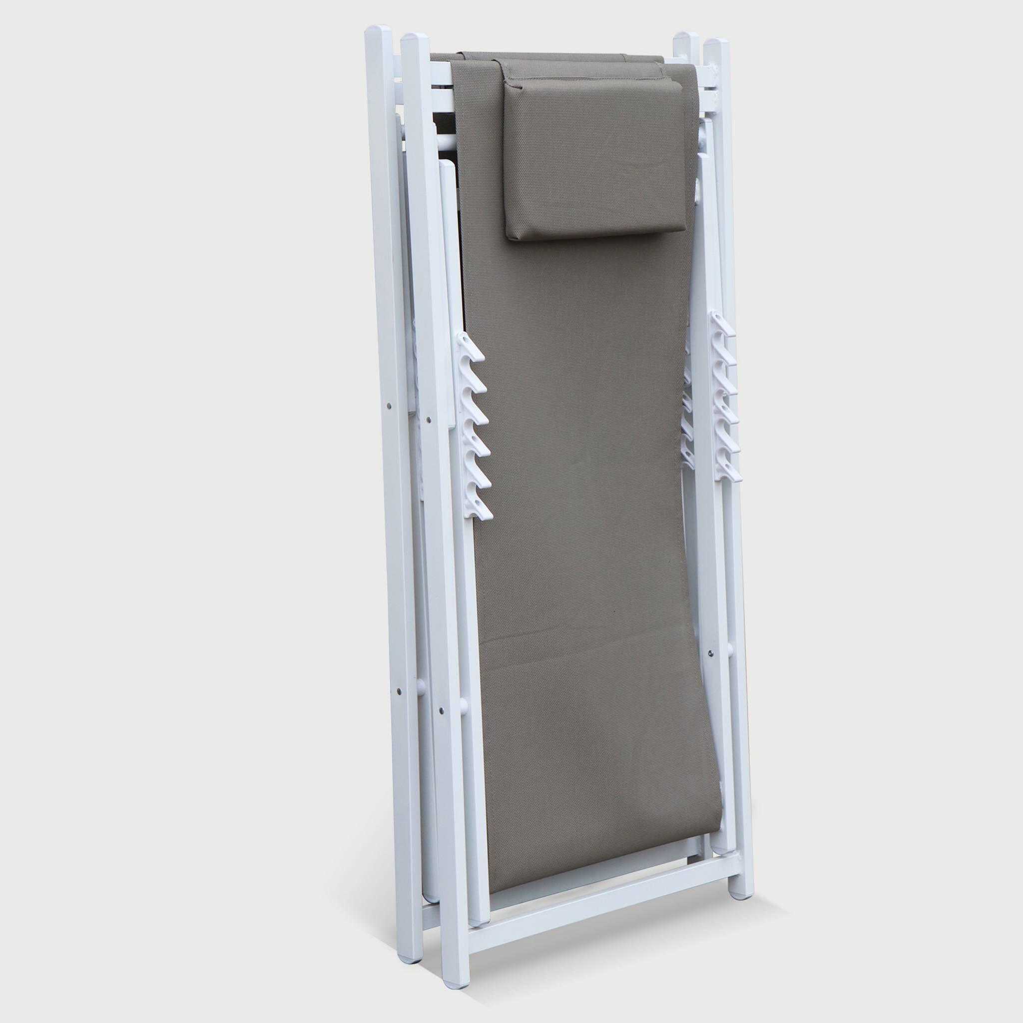 Tumbona de aluminio multi posiciones, set de 2, Pardo 6/6