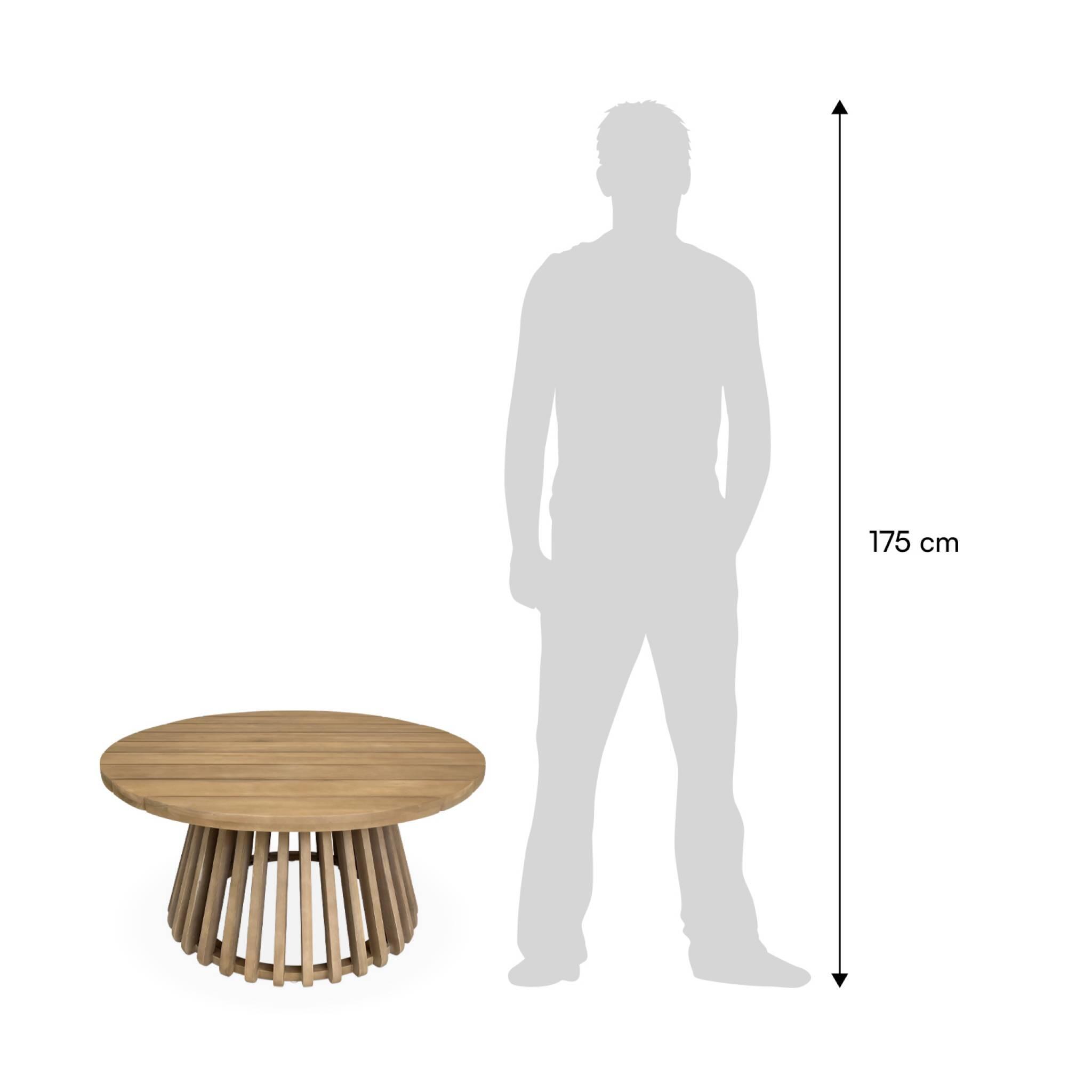 Mesa de centro de jardim em madeira de acácia, 80cm, Natural 6/6