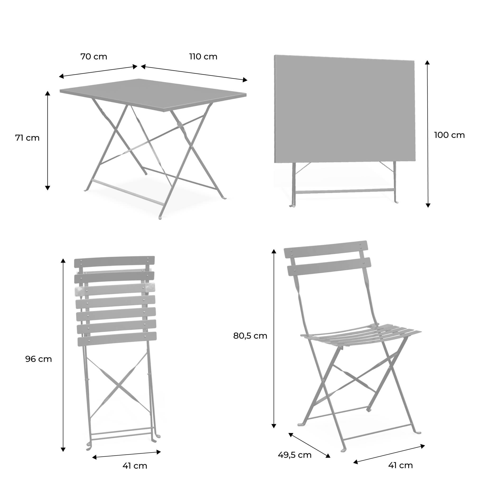 Mesa de jardín cuadrada plegable de metal, 4 sillas, Terracotta 6/6