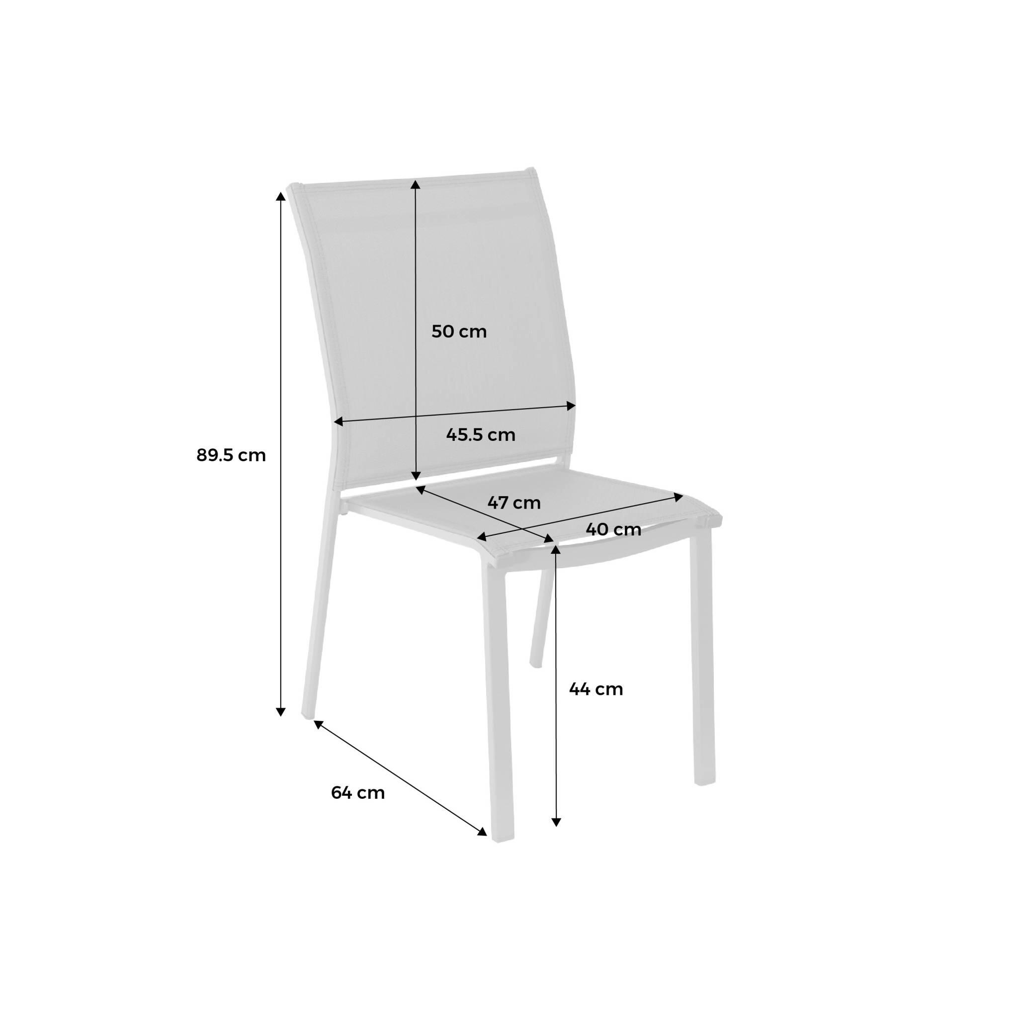Silla de jardín apilable de aluminio y textilene, set de 2, Antracita 4/6