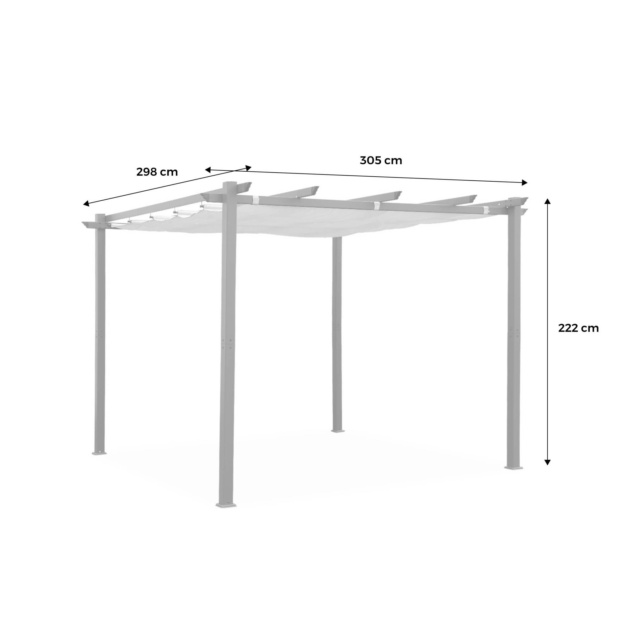 3x3m pérgola de alumínio com cobertura deslizante, Cinza 6/6