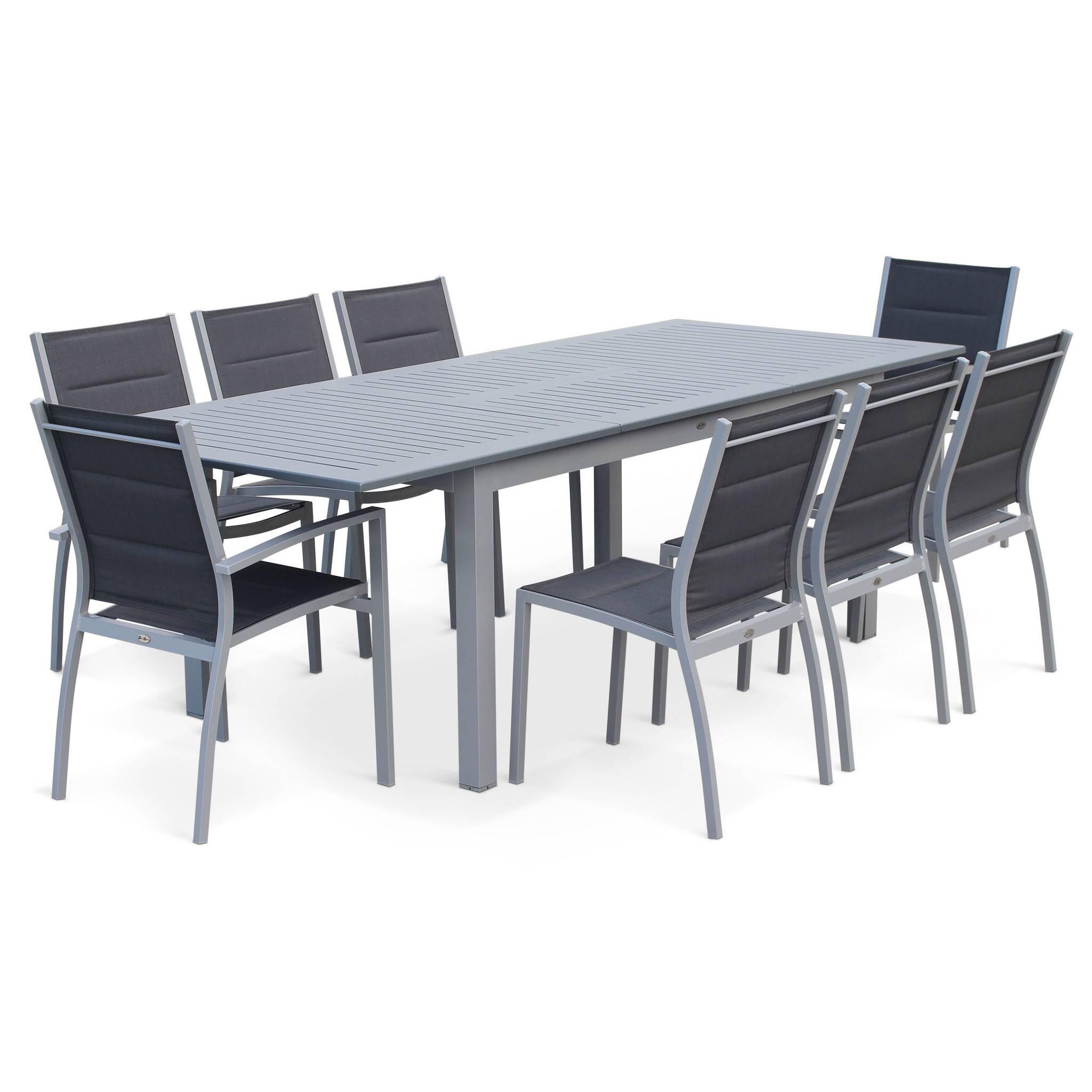 Tavolo da giardino allungabile in alluminio 8 posti, Grigio 4/6
