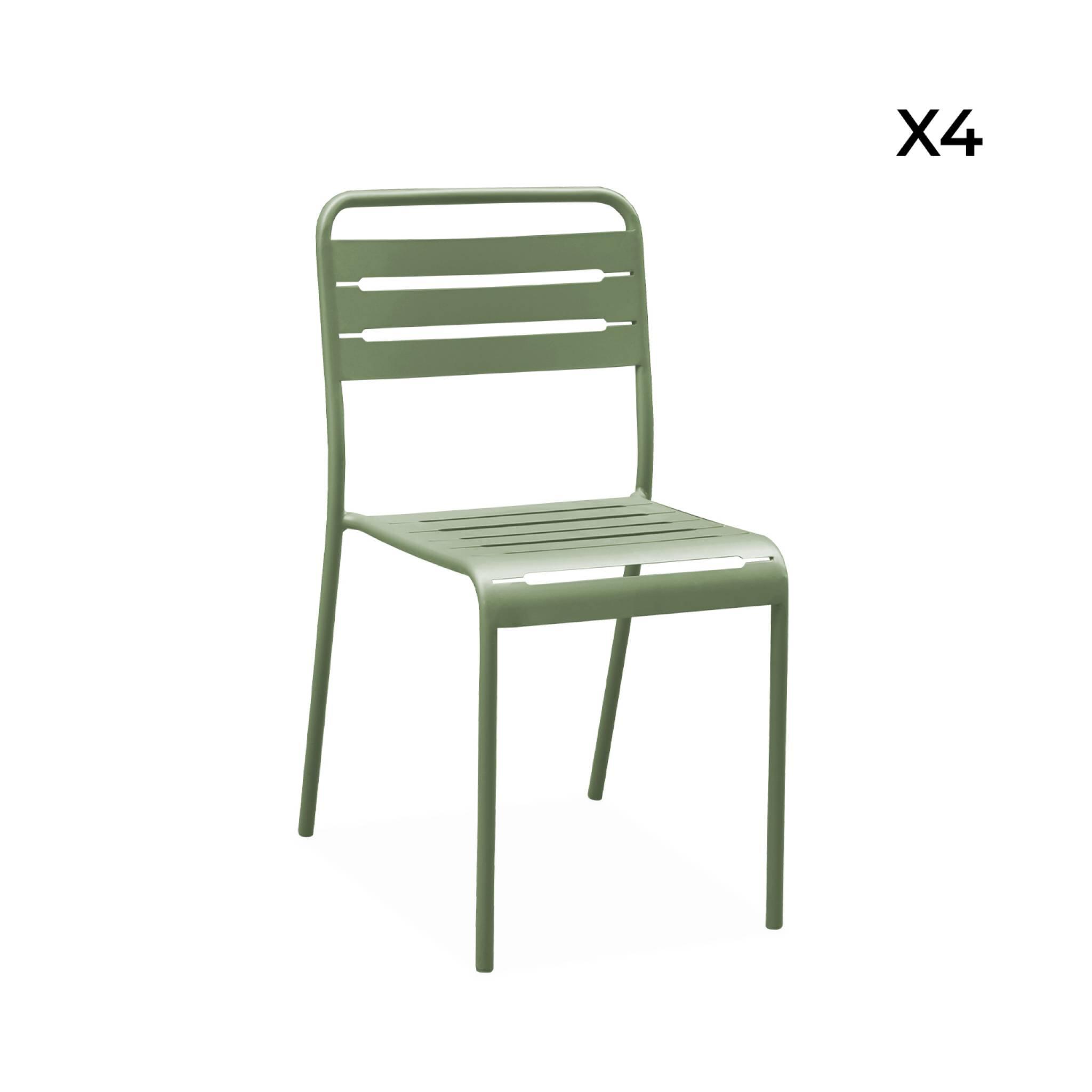 Cadeira de jardim em aço, set de 4, Verde 6/6