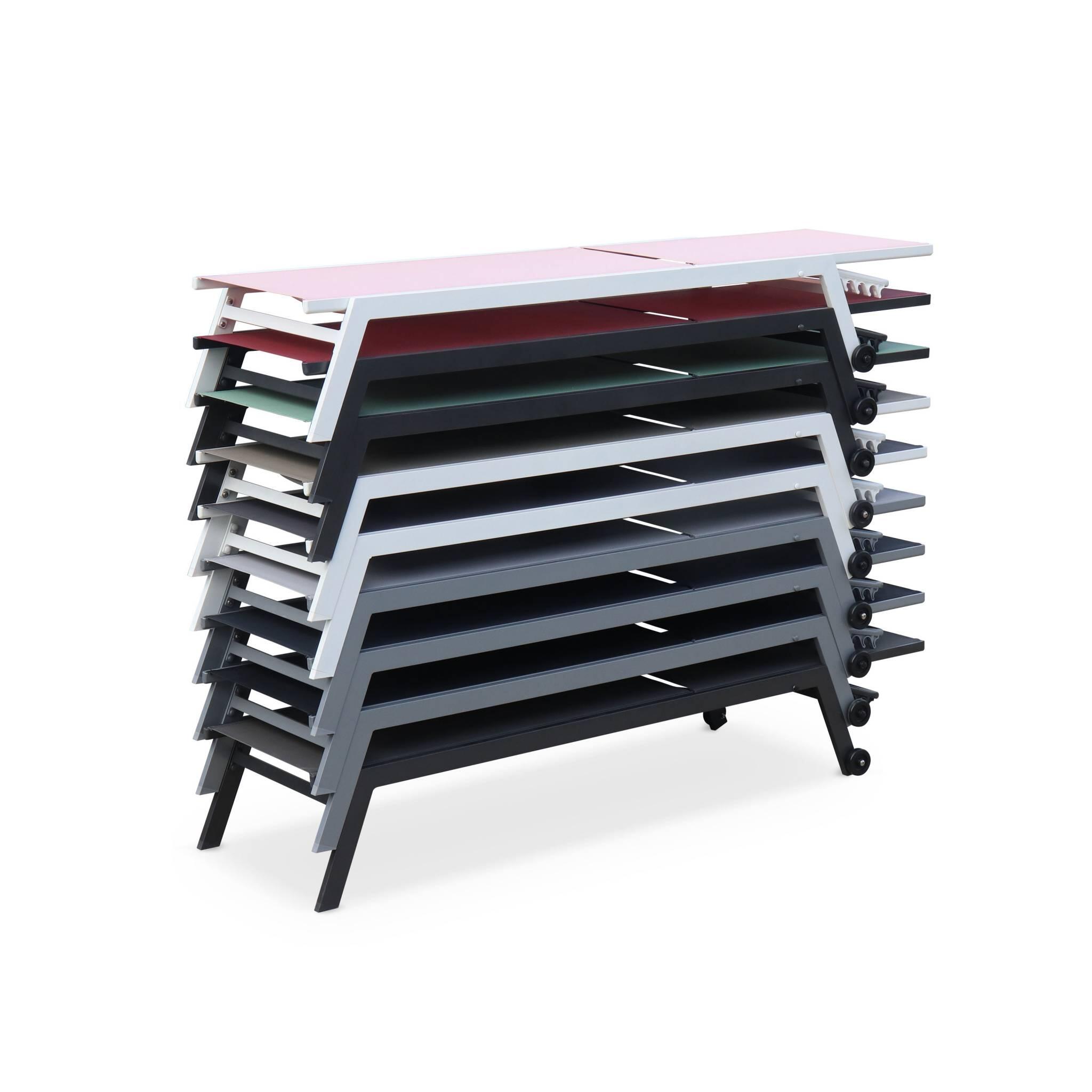 Tumbona de aluminio de multiposición con ruedas, set de 2, Blanco 5/6