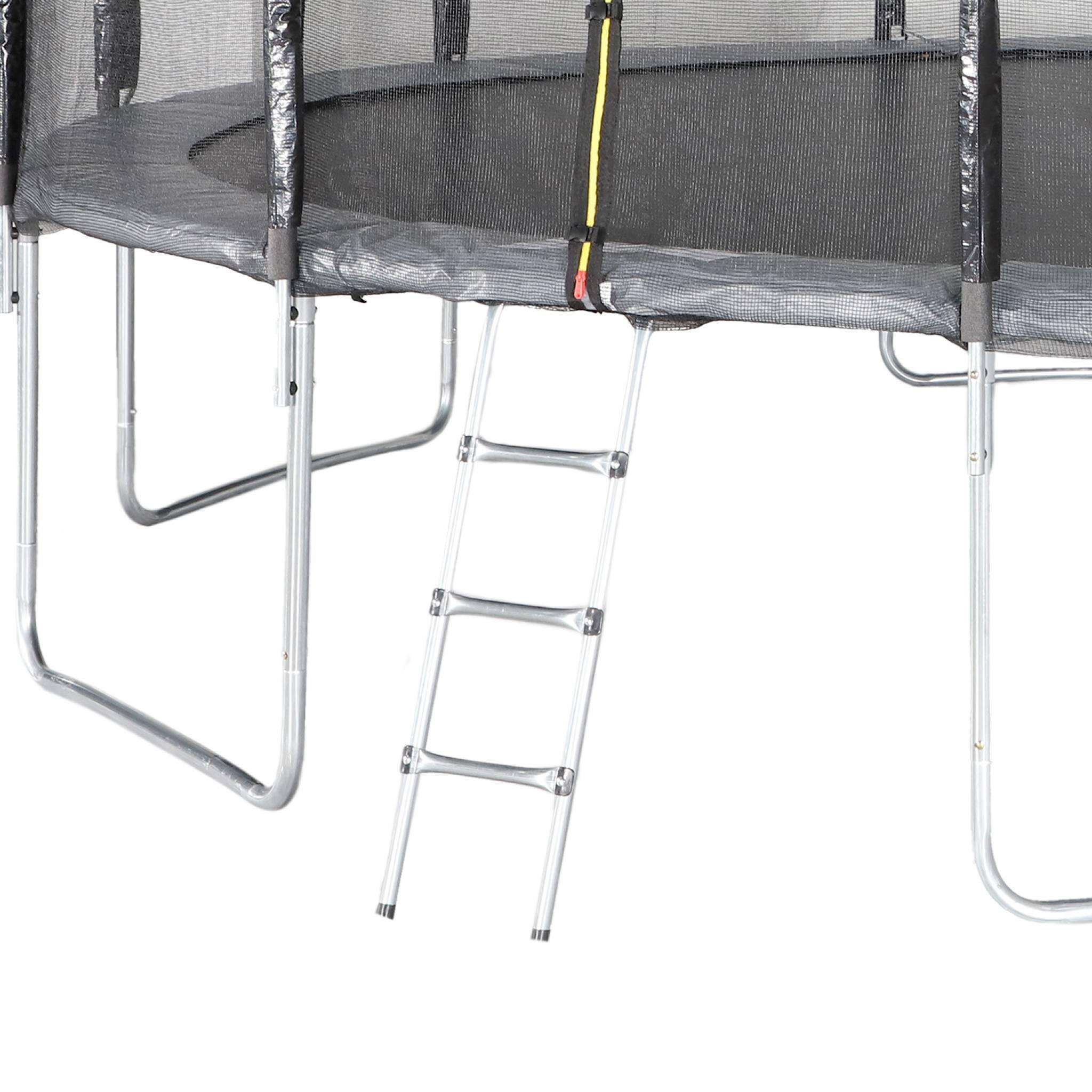 Trampoline 490cm gris filet, échelle, bâche, kit d'ancrage| sweeek 6/6