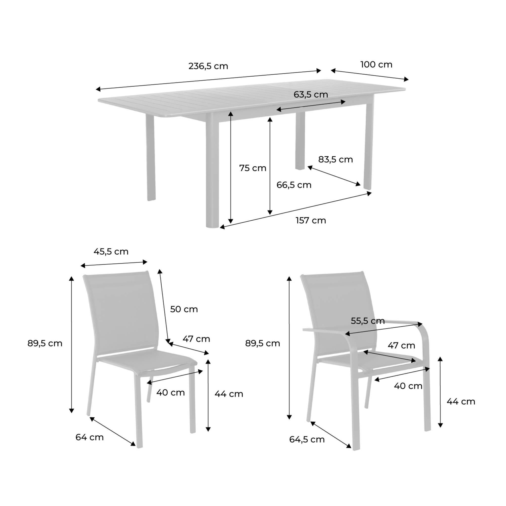 Mesa de jardín extensible de aluminio con 8 sillas, Antracita 4/6