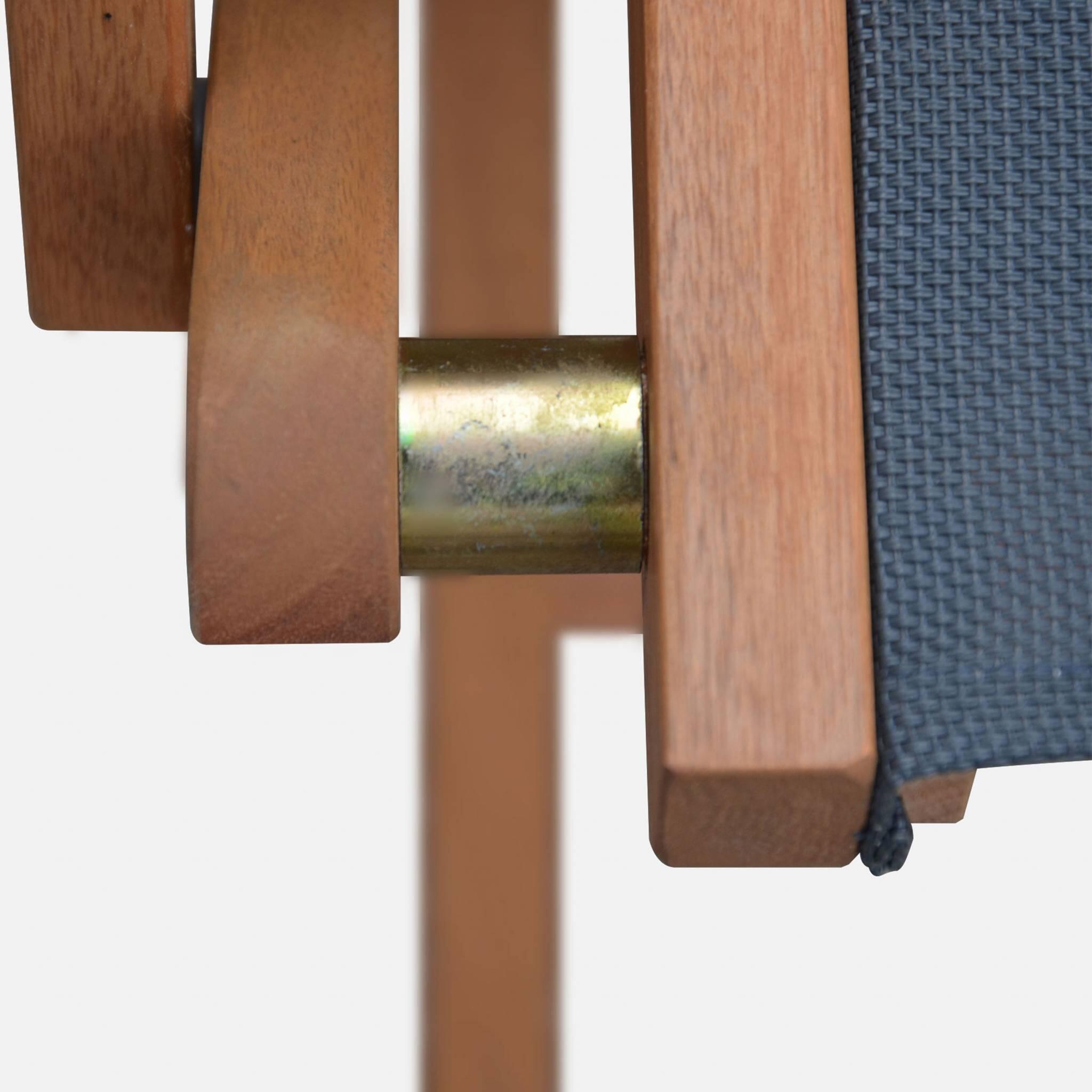 Silla de jardín plegable de madera de eucalipto, set de 2, Antracita 6/6